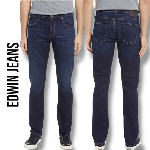 EDWIN Men’s Jace Slim Straight Leg Jeans in the Size 31X32 in Icon Blue Color - Picture 10 of 14